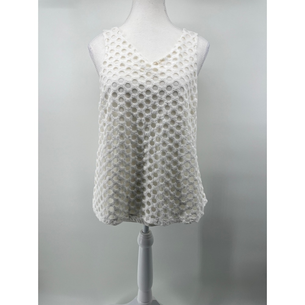 Sunday in Brooklyn Anthropologie Ivory Eyelet Wrap Back V-Neck Tank Top Medium